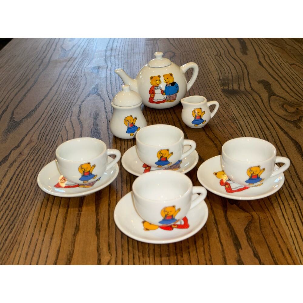 Vintage Child’s 13 Piece Porcelain Little Bear Tea Set